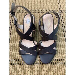 Bandolino Dark Brown Leather Strappy Sandals Size 6.5